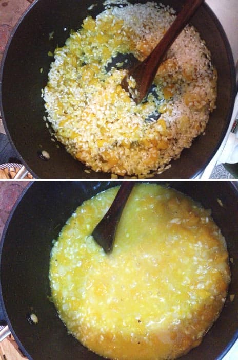 elaboracion risotto de calabaza