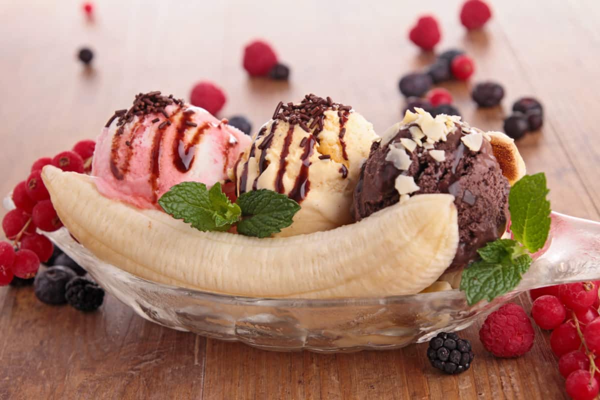 Delicioso helado banana split